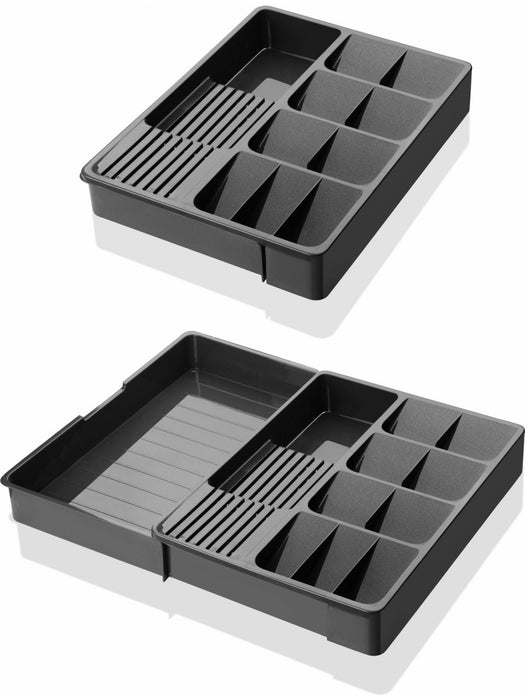 punkto. Besteckkasten ausziehbar 30–50 cm, Anthrazit – flexibler Schubladen-Organizer