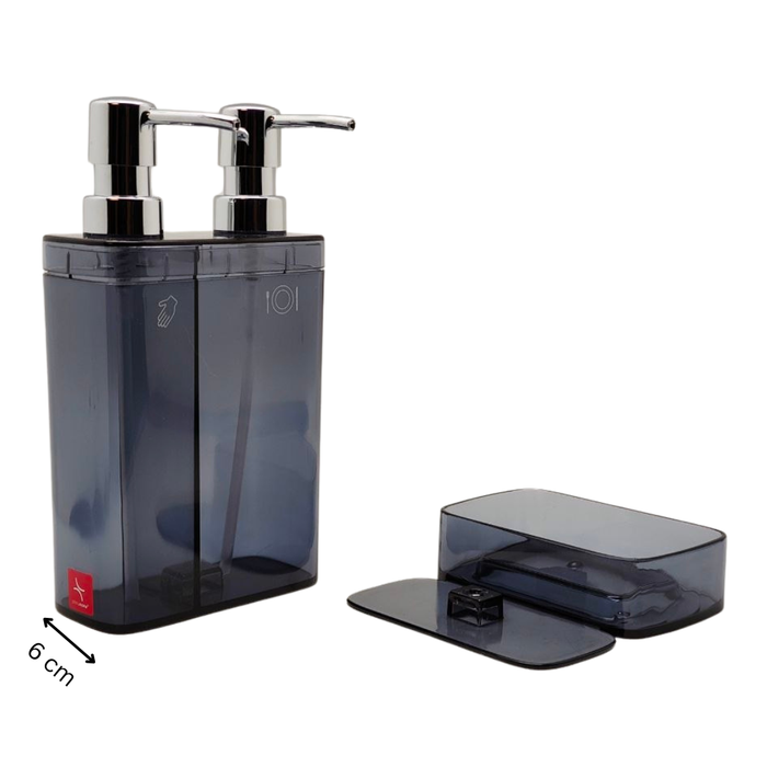 2-in-1 Küchen-Seifenspender mit Schwammhalter – Doppelkammer für Handseife & Spülmittel, 300 + 500 ml