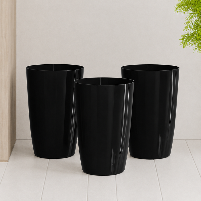 Papierkorb 3er Set, 6 L, Ø19 × 27 cm – offener Mehrzweck-Eimer für Bad, Büro & Kinderzimmer