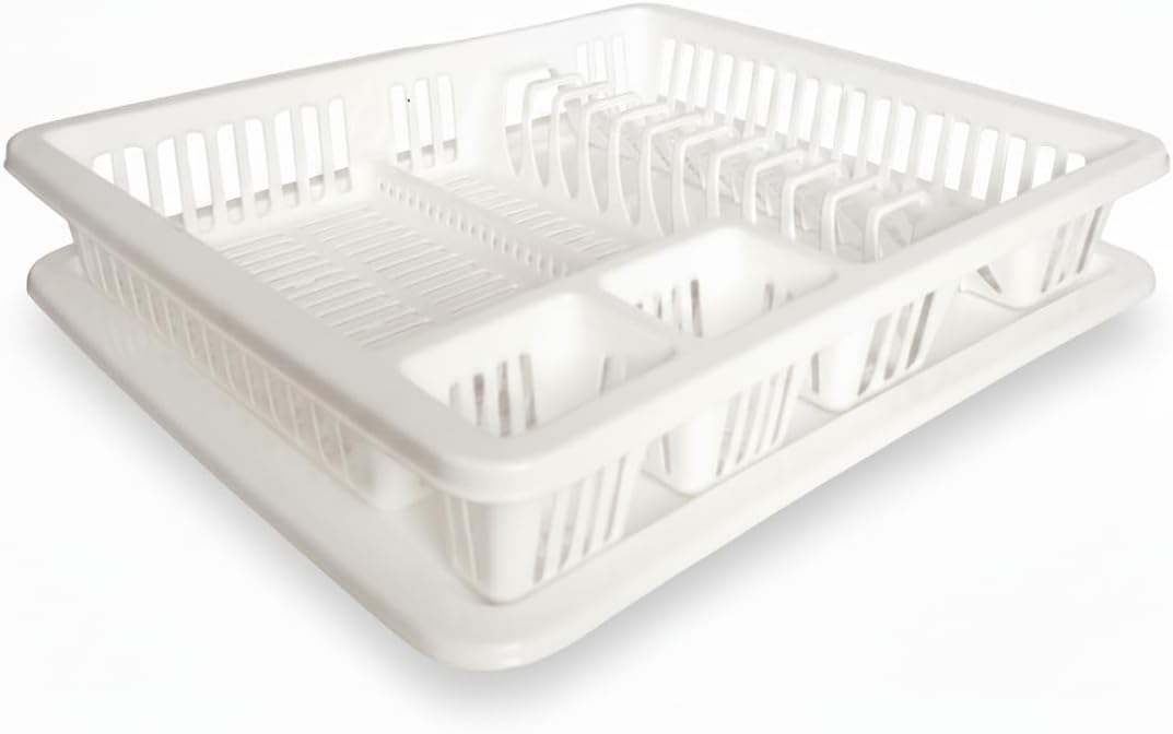 punkto. Elite Abtropfgestell mit Abtropfschale, 46x38x9 cm, BPA-frei & spülmaschinenfest – Weiß