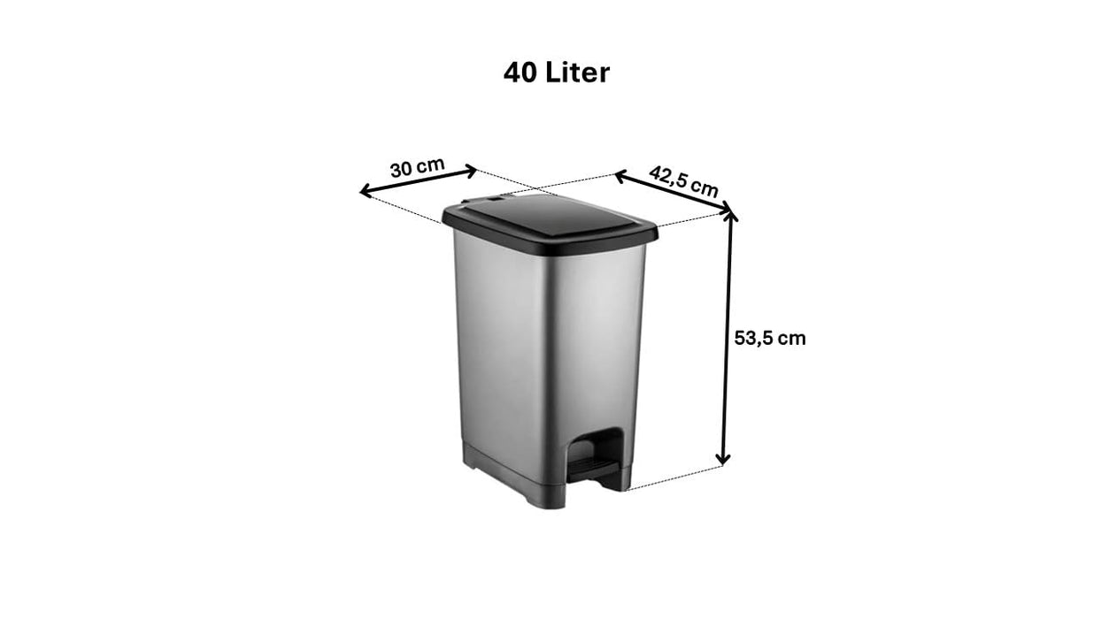 punkto. Tretmülleimer 40 L im Slim-Design, BPA-frei – Anthrazit mit schwarzem Deckel