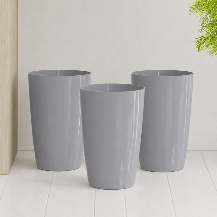 Papierkorb 3er Set, 6 L, Ø19 × 27 cm – offener Mehrzweck-Eimer für Bad, Büro & Kinderzimmer