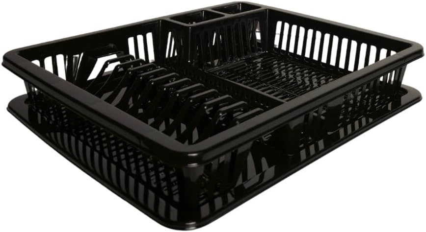 punkto. Elite Abtropfgestell mit Abtropfschale, 46x38x9 cm, BPA-frei & spülmaschinenfest – Schwarz
