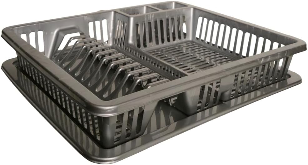 punkto. Elite Abtropfgestell mit Abtropfschale, 46x38x9 cm, BPA-frei & spülmaschinenfest – Grau