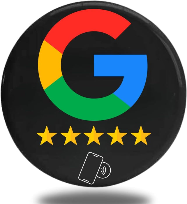NFC Google Bewertungssticker Schwarz, 30 mm, Epoxy – wir richten ihn für Sie ein