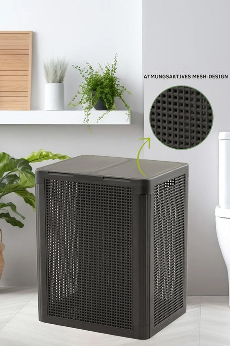 punkto. Smartdual Wäschekorb 84 L mit 2 Kammern & getrennten Deckeln – Anthrazit