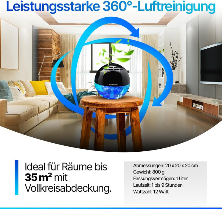 AirFresher Luftreiniger mit Ionisator, LED-Licht & Aroma-Diffuser – leise, 12 W