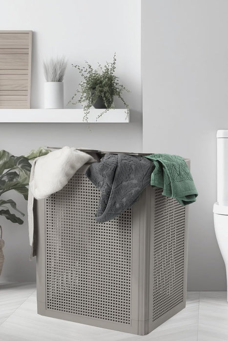 punkto. Smartdual Wäschekorb 84 L mit 2 Kammern & getrennten Deckeln – Grau