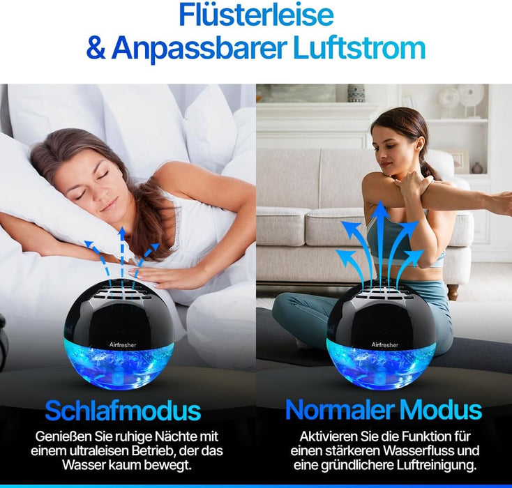 AirFresher Luftreiniger mit Ionisator, LED-Licht & Aroma-Diffuser – leise, 12 W