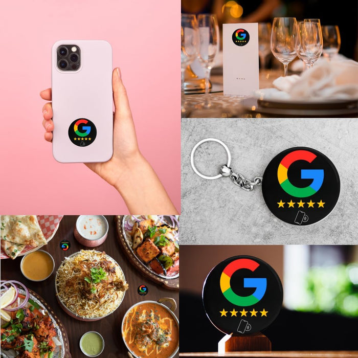 NFC Google Bewertungssticker Schwarz, 30 mm, Epoxy – wir richten ihn für Sie ein