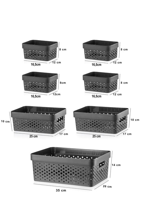 Aufbewahrungskörbe 7er Set aus Kunststoff – BPA-frei, stapelbar & nestbar, für Bad & Küche