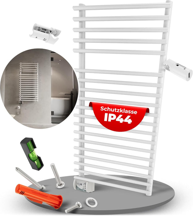 EHR 5019 PRO Badheizkörper 450Watt / IP66 - inkl. Bohrschablone und Mini-Wasserwaage