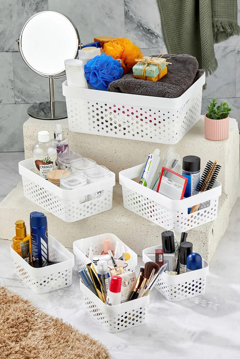 Aufbewahrungskörbe 7er Set aus Kunststoff – BPA-frei, stapelbar & nestbar, für Bad & Küche