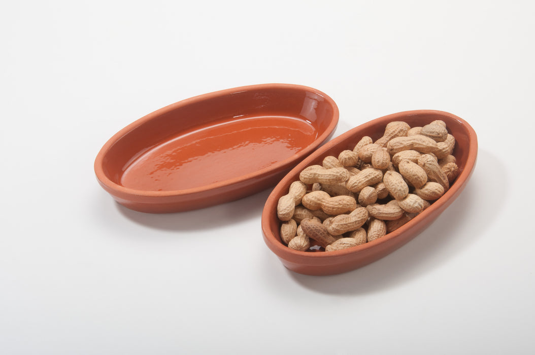 Auflaufform oval aus Ton, 700 ml, 23x13x3,5 cm, glasiert/natur – 4er Set, Handarbeit