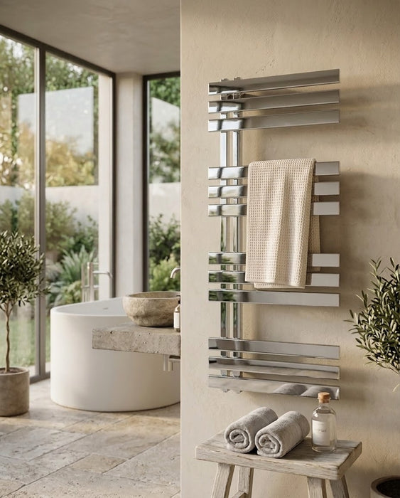 ROSY Badheizkörper mit Mittelanschluss – verchromt, modernes Design