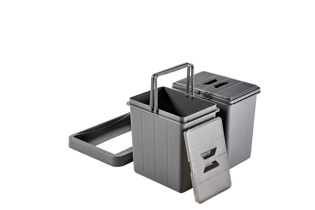 Müllomatic MODUL 2 – modulares Mülltrennsystem für Schubladen, 2x 7,5 L, Anthrazit