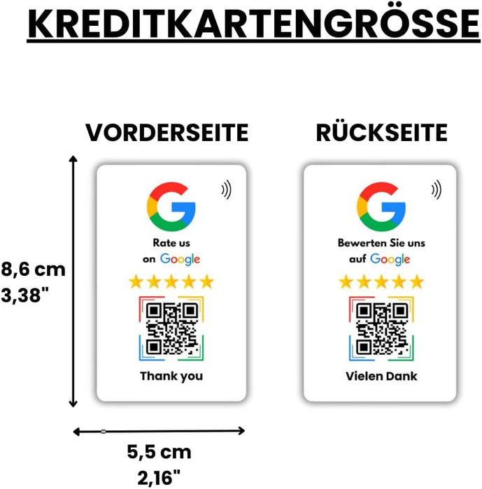 NFC Google Bewertungskarten – voreingestellt & sofort einsatzbereit