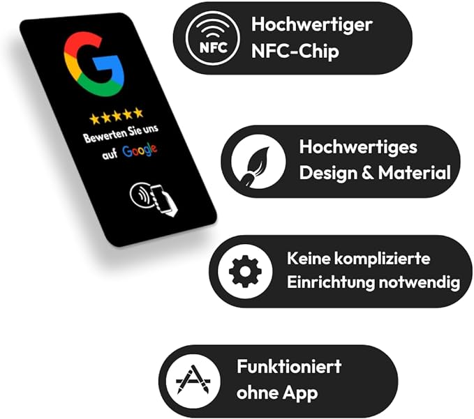 NFC Google Bewertungskarten – voreingestellt & sofort einsatzbereit