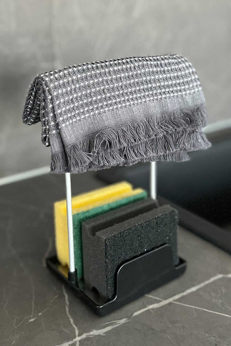 Küchen-Organizer Set 3-teilig – Abtropfgestell, Löffelablage & Schwammhalter, rostfrei, 33×43×15 cm