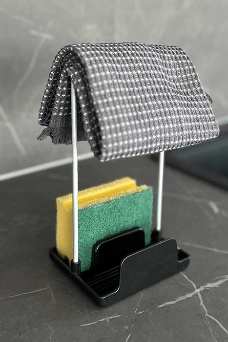 Küchen-Organizer Set 3-teilig – Abtropfgestell, Löffelablage & Schwammhalter, rostfrei, 33×43×15 cm
