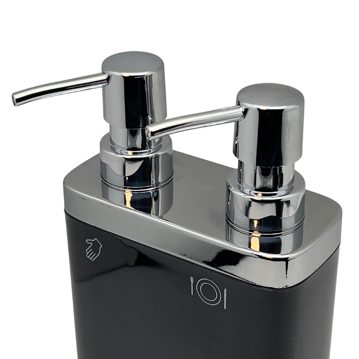 2-in-1 Küchen-Seifenspender mit Schwammhalter – Doppelkammer für Handseife & Spülmittel, 300 + 500 ml
