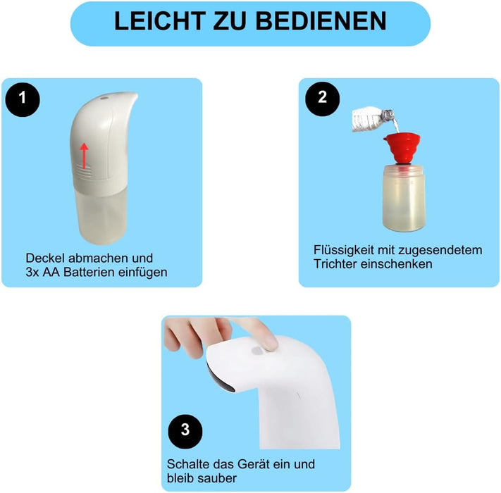 Automatischer Seifenspender mit Sensor, berührungslos, 350 ml – für Seife, Duschgel & Desinfektion