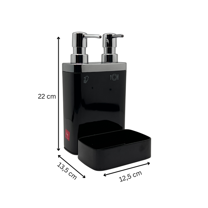 2-in-1 Küchen-Seifenspender mit Schwammhalter – Doppelkammer für Handseife & Spülmittel, 300 + 500 ml