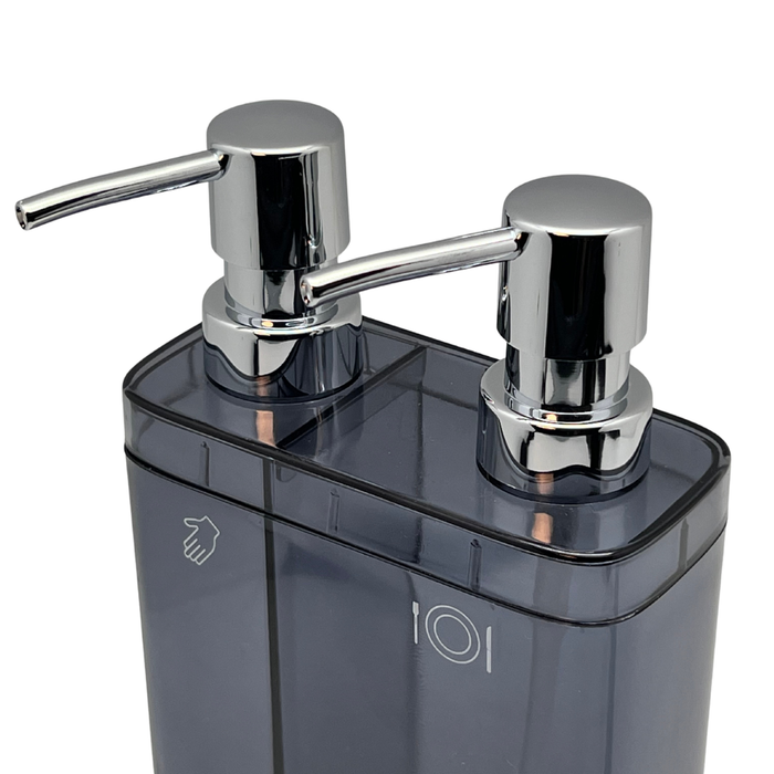 2-in-1 Küchen-Seifenspender mit Schwammhalter – Doppelkammer für Handseife & Spülmittel, 300 + 500 ml