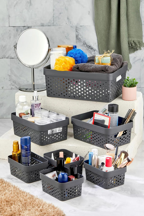 Aufbewahrungskörbe 7er Set aus Kunststoff – BPA-frei, stapelbar & nestbar, für Bad & Küche