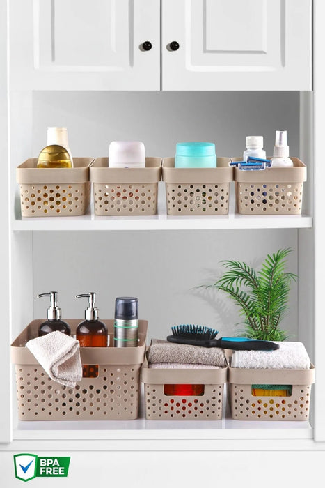 Aufbewahrungskörbe 7er Set aus Kunststoff – BPA-frei, stapelbar & nestbar, für Bad & Küche