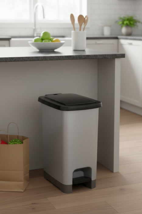 punkto. Tretmülleimer 25 L im Slim-Design, BPA-frei – Anthrazit mit schwarzem Deckel